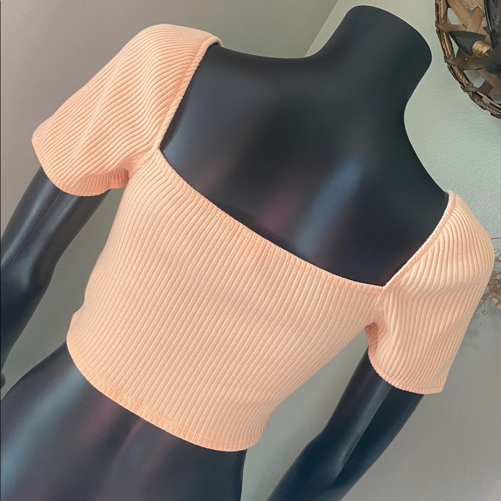 H&M Peach Ribbed Crop Top - Picture 8 of 12
